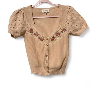 Heartloom cottagecore sweater cardigan New York boutique 100% cotton Small